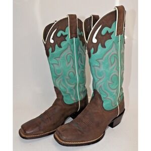 Nocona  Brown Turquoise Square toe Western Boot - Ladies size 7 B